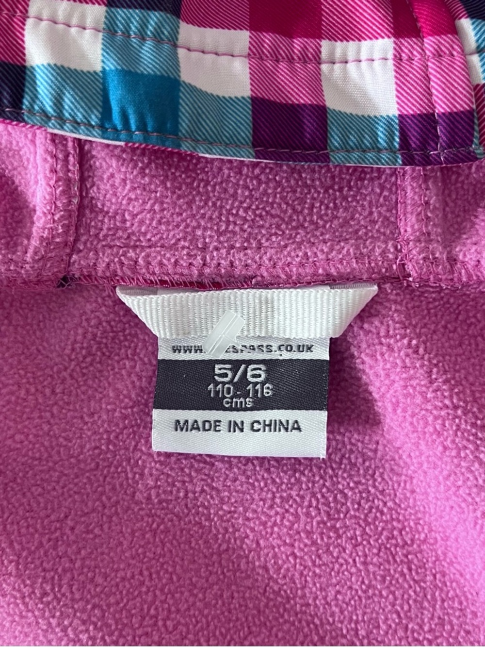 Trespass Pink, Blue & White Plaid Zip Jacket with Hood & Pockets - Picture 8 of 16